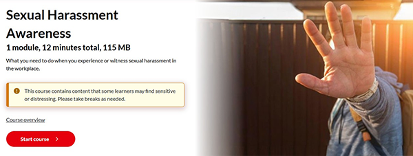 Screenshot of the training for all employees