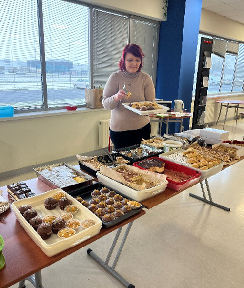 Cakes made by employees on sale