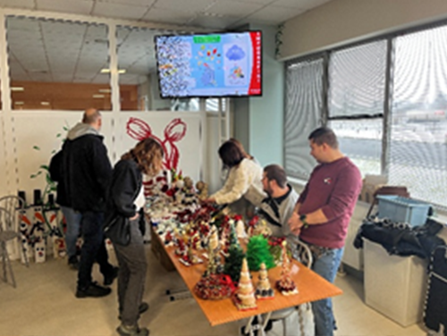 Sales of the Christmas decorations at the employee cafeteria