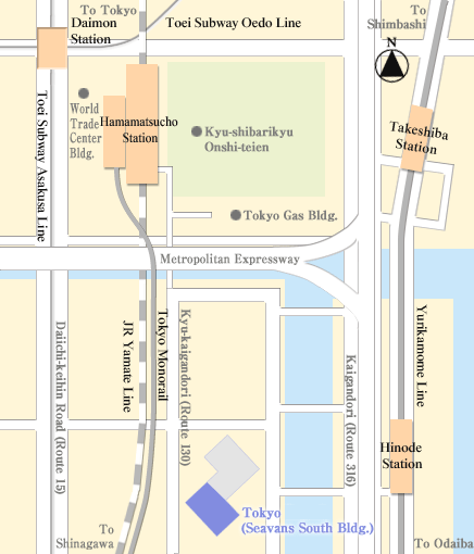 Map to Tokyo (Seavans South Building) | Sharp Corporation | Sharp Global