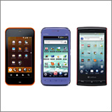 Смартфон IS03 для KDDI; смартфон LYNX 3D SH-03C DoCoMo для NTT DoCoMo; смартфон GALAPAGOS SoftBank 003SH для SoftBank Mobile